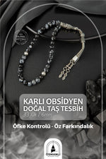 Karlı Obsidyen Doğal Taş Tesbih 33lük - 6mm
