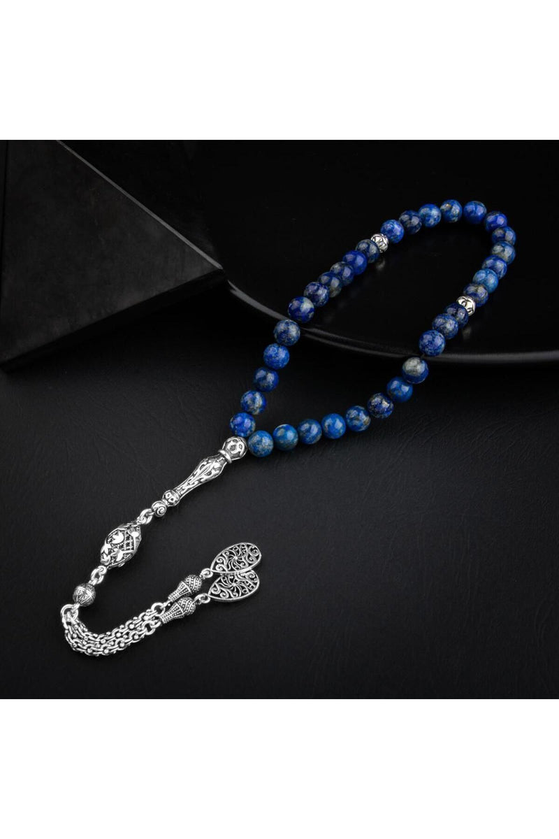 Lapis Lazuli Doğal Taş 8mm Gümüş İmameli Tesbih