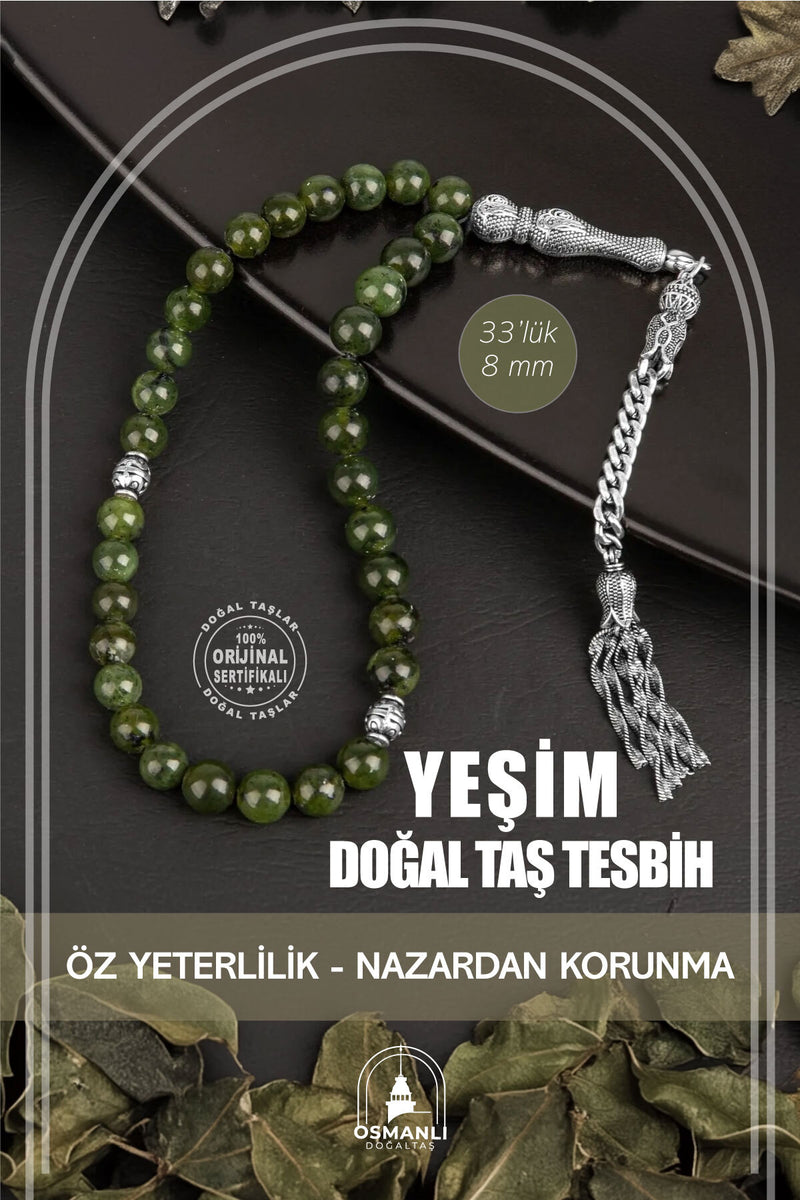 Yeşim Doğal Taş Tesbih 33lük - 8mm