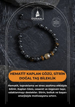 Sertifikalı Hematit Kaplan Gözü ve Sitrin Bileklik