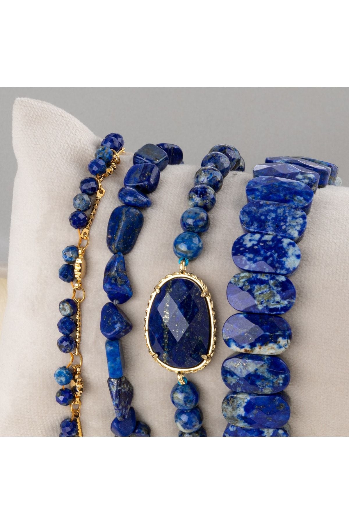 Lapis Lazuli Doğal Taş Kadın Bileklik Seti