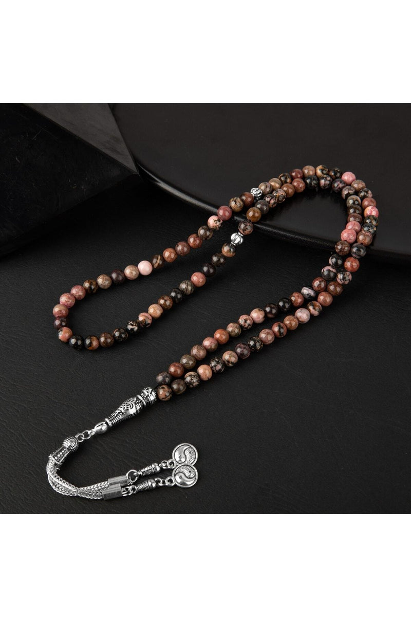 Rodonit Doğal Taş Tesbih 99luk - 6mm
