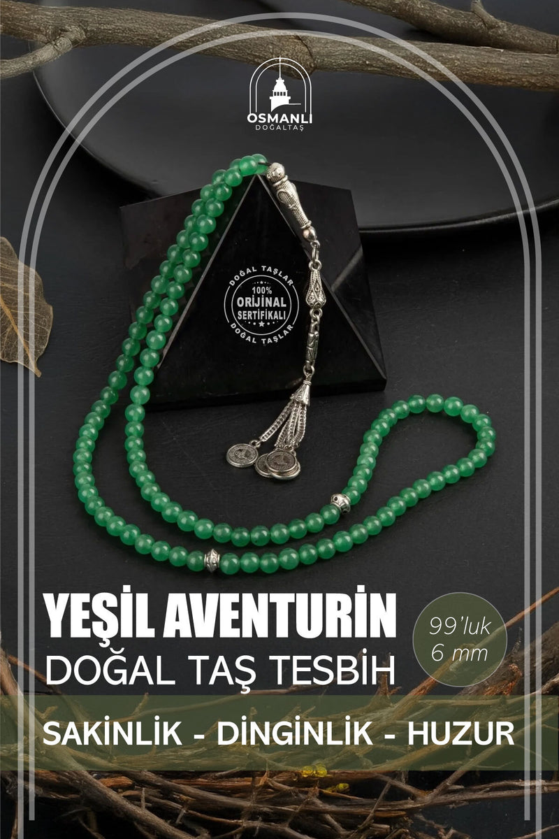 Yeşil Aventurin Doğal Taş Tesbih 99luk - 6mm