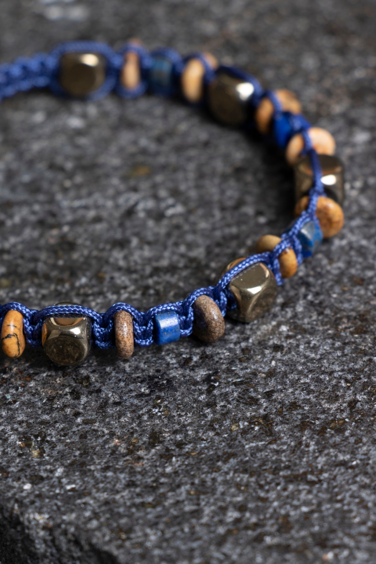 Sertifikalı Jasper, Lapis Lazuli, Hematit Doğal Taş Makrome Bileklik (SK:364)