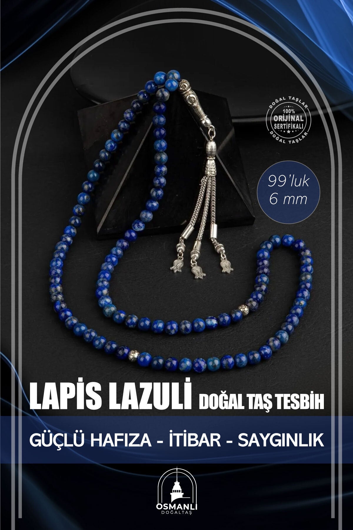 Lapis Lazuli Doğal Taş Tesbih 99luk - 6mm