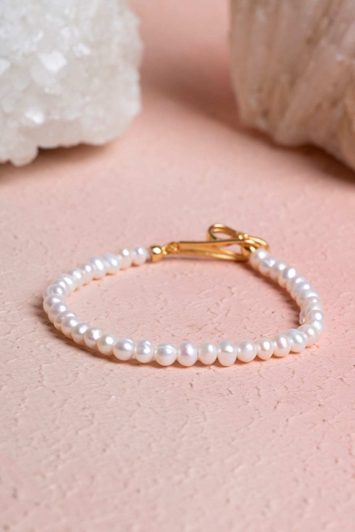 Sertifikalı İnci Gümüş Kapama Doğal Taş Bileklik (SK:381)