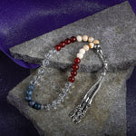 Oğlak Burcu Tesbih Dumortierit, Jasper, Kırmızı Akik, Kristal Kuvars