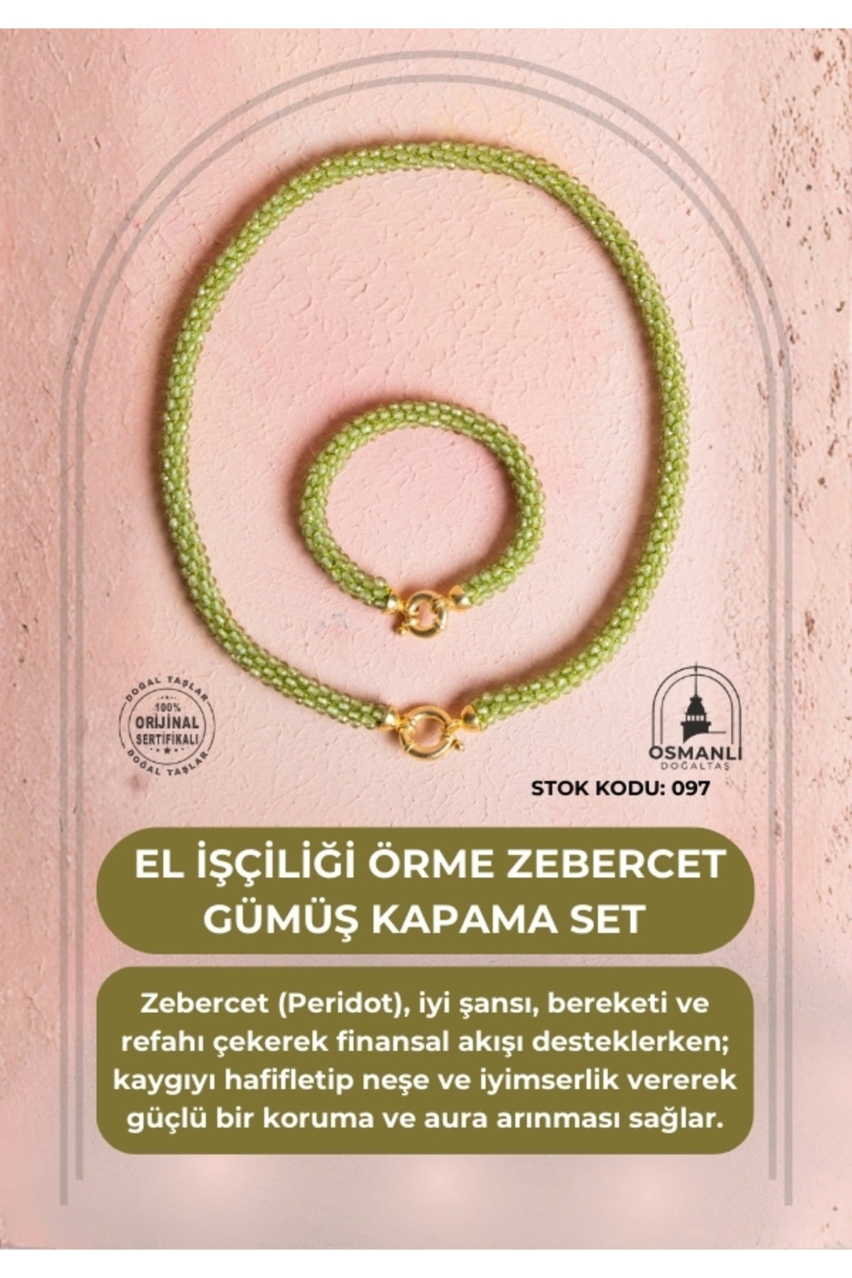 Sertifikalı El İşçiliği Örme Zebercet Gümüş Kapama Set (SK:097)