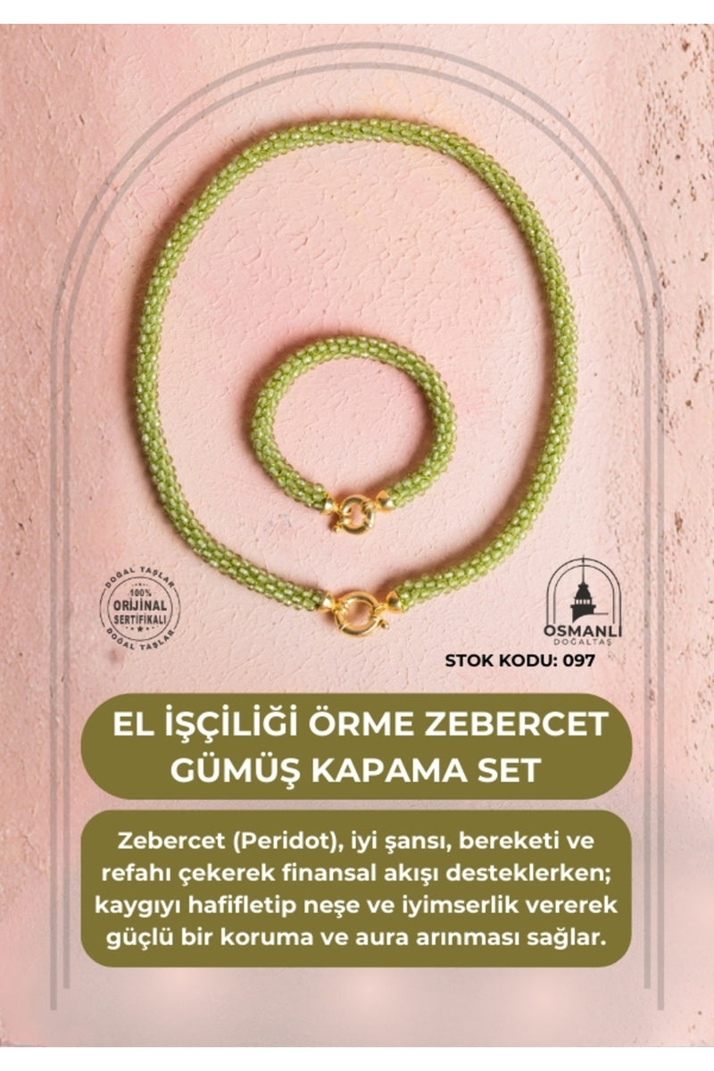 Sertifikalı El İşçiliği Örme Zebercet Gümüş Kapama Set (SK:097)