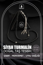 Siyah Turmalin Doğal Taş Tesbih 99luk - 6mm