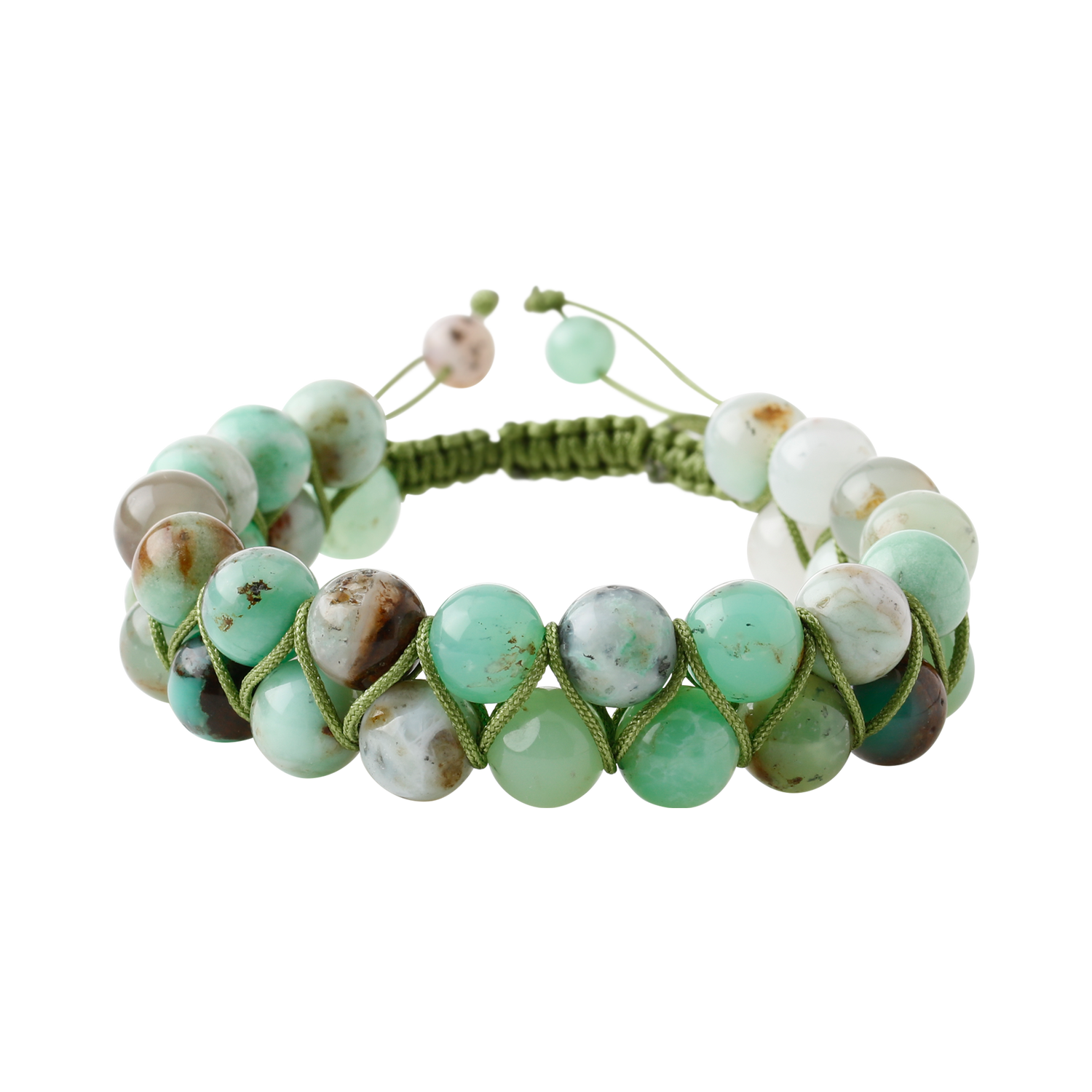 Krizopras 8mm Çift Sıra Makrome Doğal Taş Bileklik
