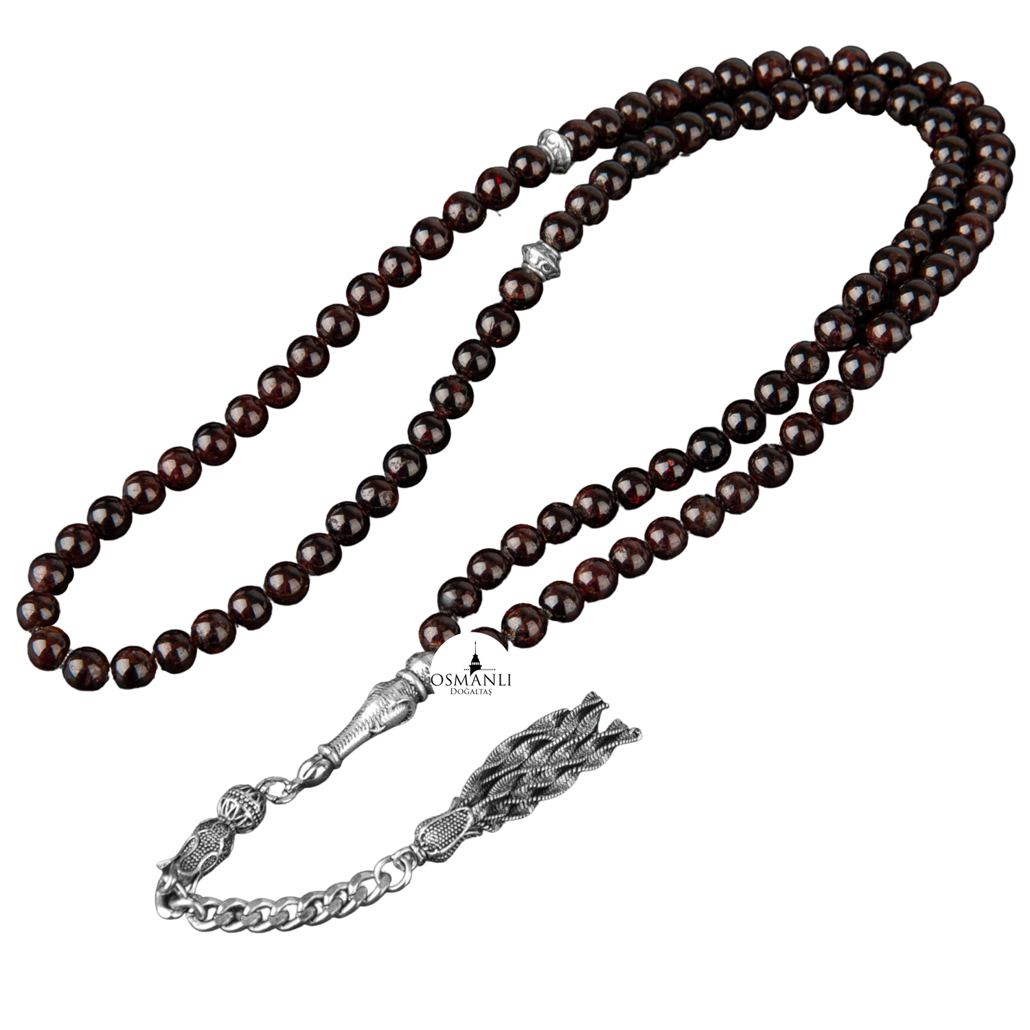 Bordo Granat Lal Doğal Taş Tesbih 99luk - 6mm