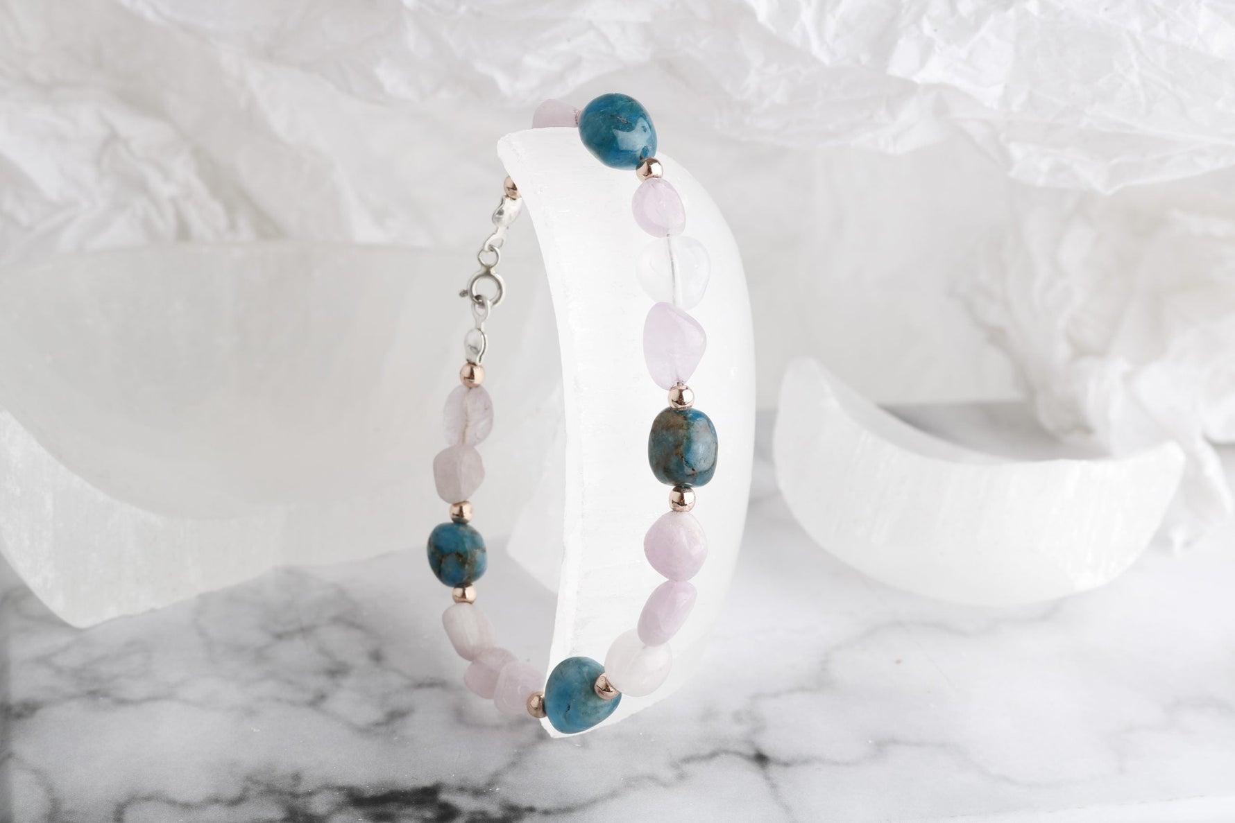 Sarel, Apatit-Pembe Gül Kuvars Doğaltaş Bileklik