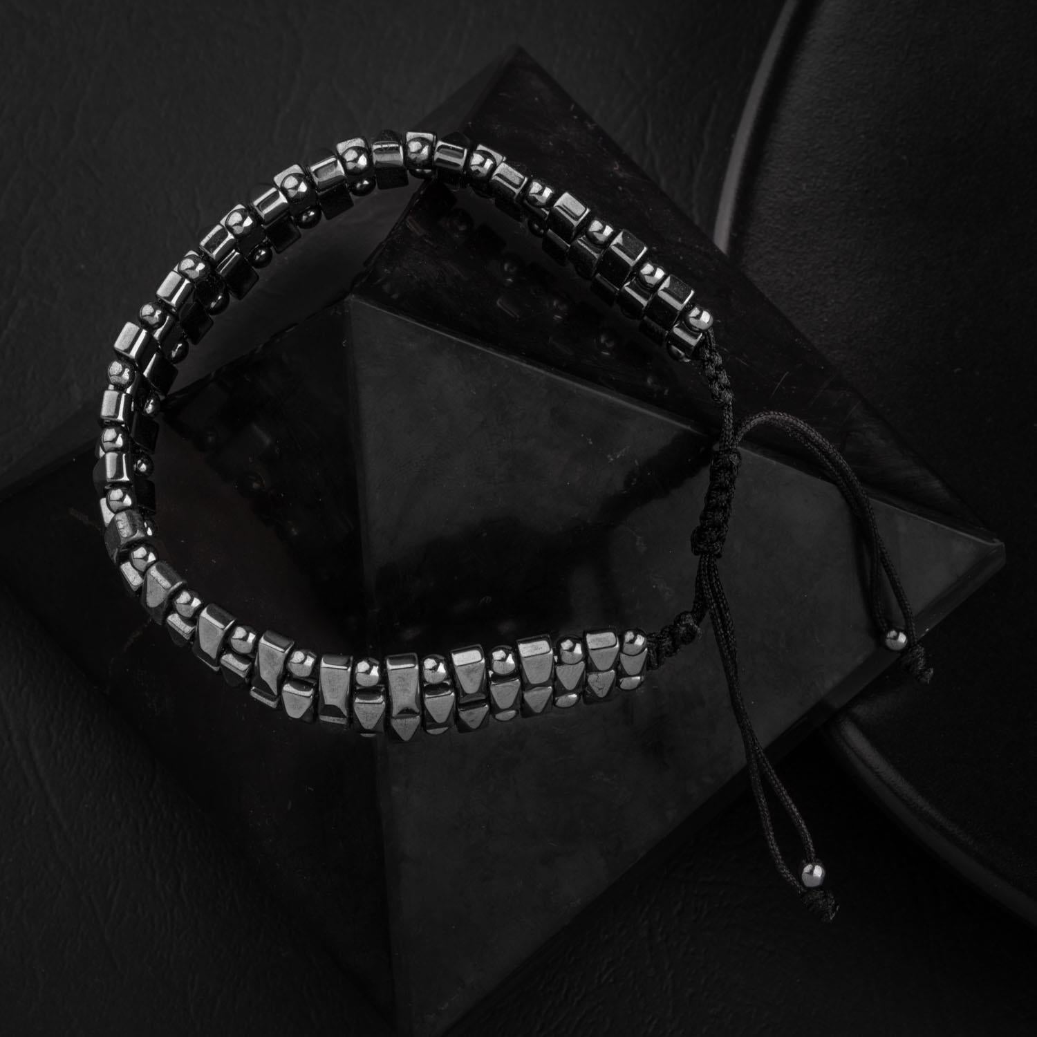 Hematit Doğal Taş Tasarım El İşi Bileklik- 20-21cm