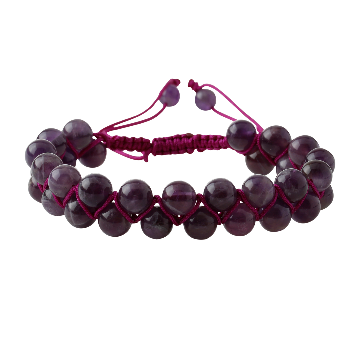 Ametist 8mm Çift Sıra Makrome Doğal Taş Bileklik