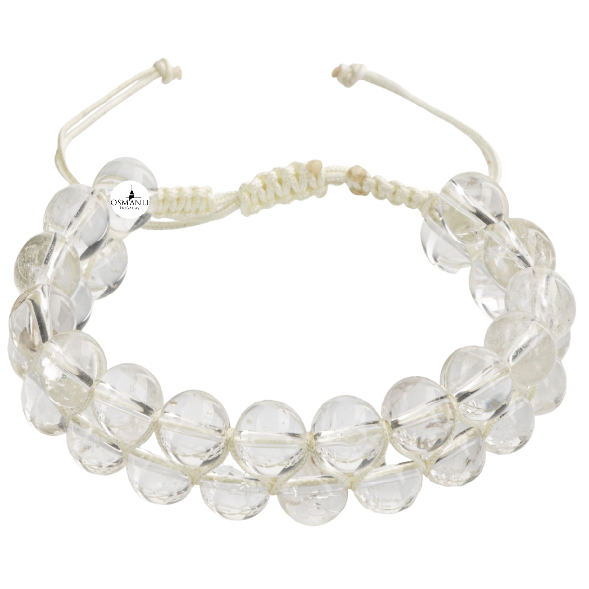 Kristal Kuvars 8mm Çift Sıra Makrome Doğal Taş Bileklik
