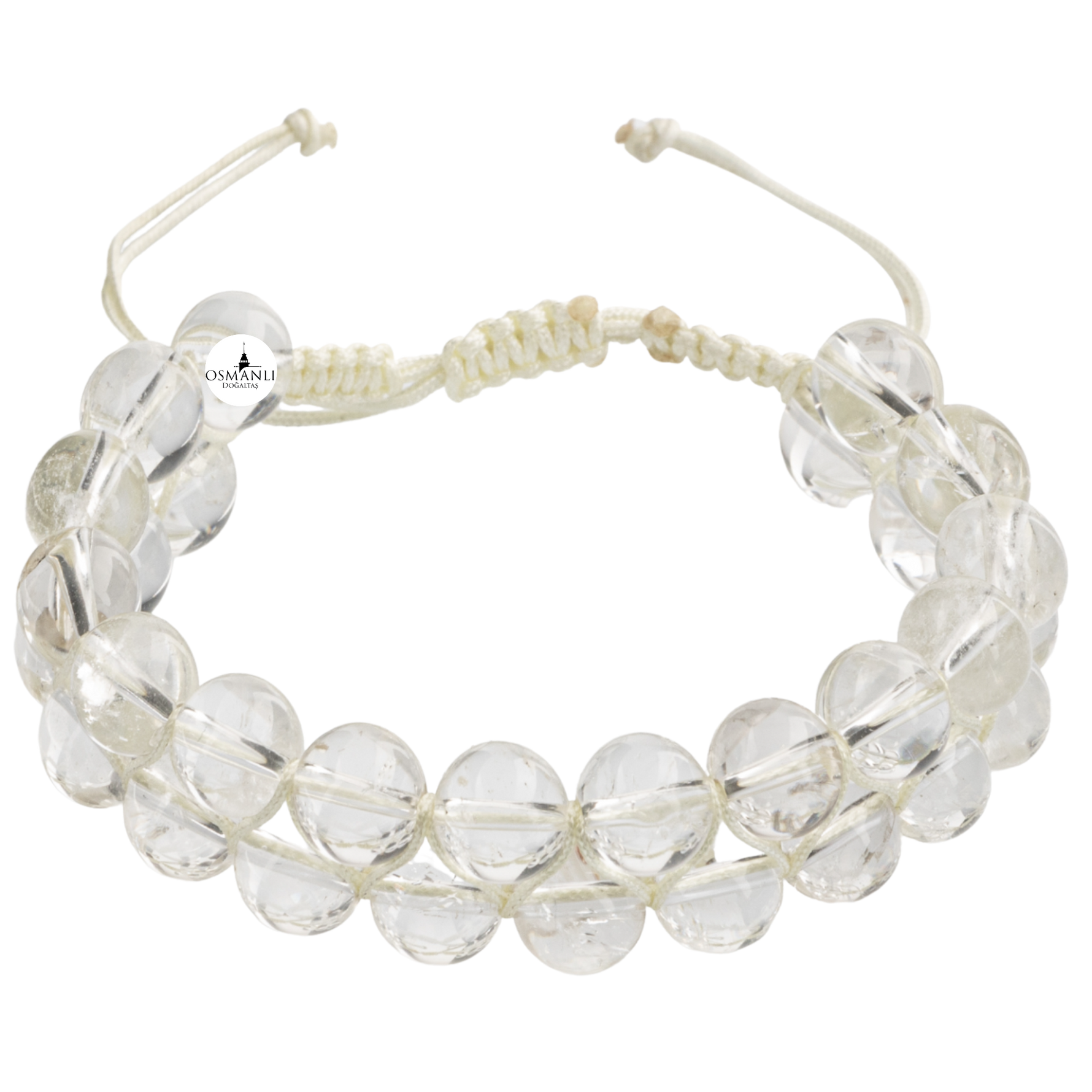 Kristal Kuvars 8mm Çift Sıra Makrome Doğal Taş Bileklik