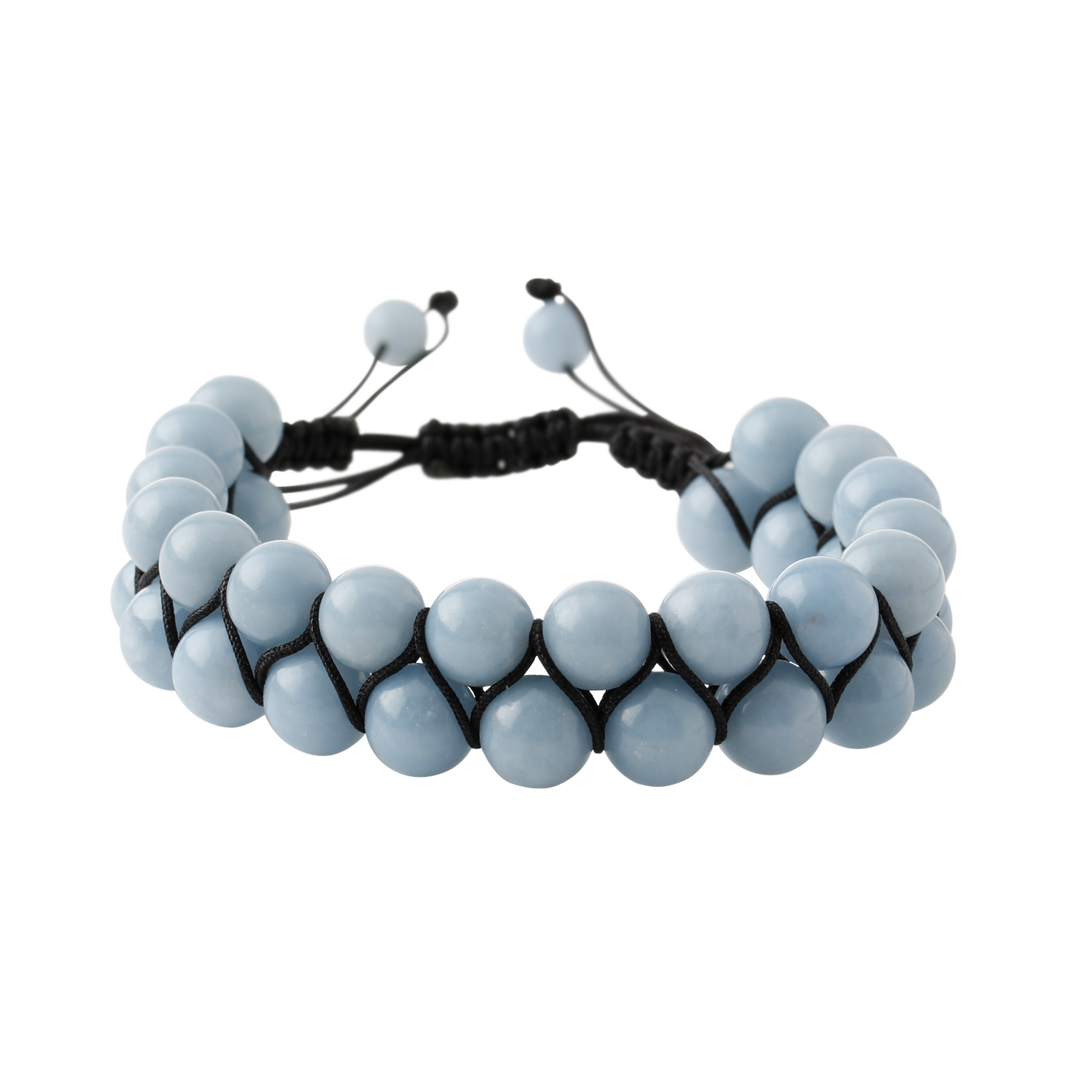 Anjelit 8mm Çift Sıra Makrome Doğal Taş Bileklik