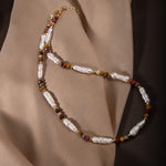 İnci-Jasper Doğal Taş Gümüş Kolye