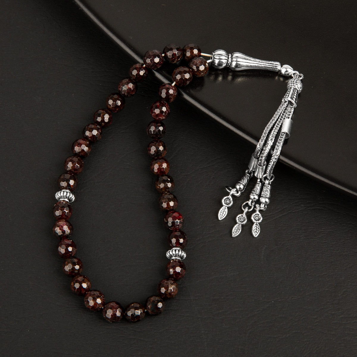 Bordo Granat Lal Doğal Taş Tesbih 33lük - 8mm