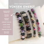 Renkli Turmalin Doğal Taş Kadın Bileklik Seti