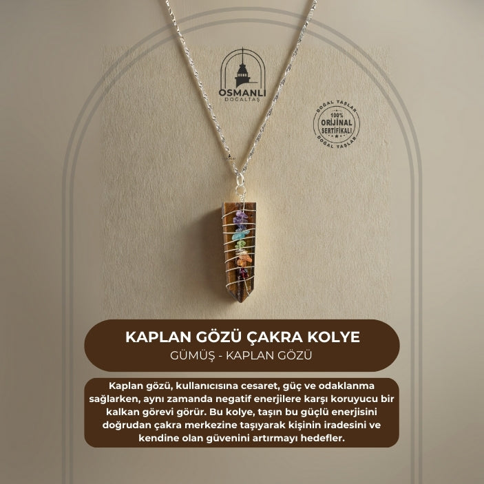 Kaplan Gözü Çakra Gümüş Kolye Kaplan Gözü