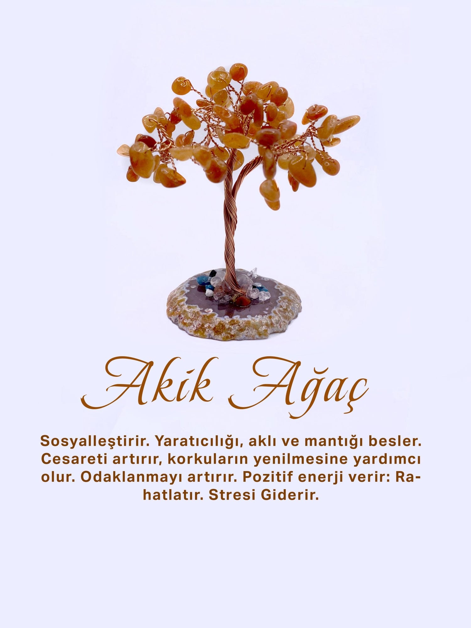 Akik Doğal Taş Ağaç - Akik Taşı Zemin Üzerine