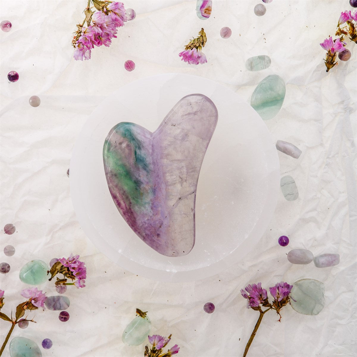 Florit Taşı Gua Sha Yüz Masaj Taşı Kalpli