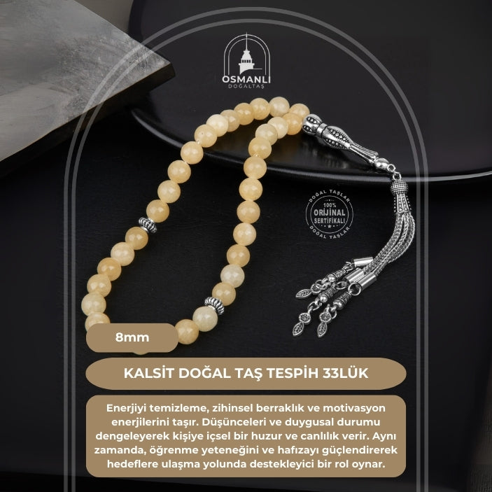 Kalsit Doğal Taş Tesbih 33lük - 8mm
