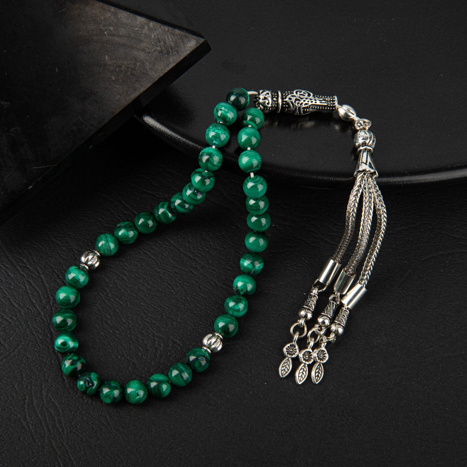 Malakit Doğal Taş Tesbih 33lük - 6mm