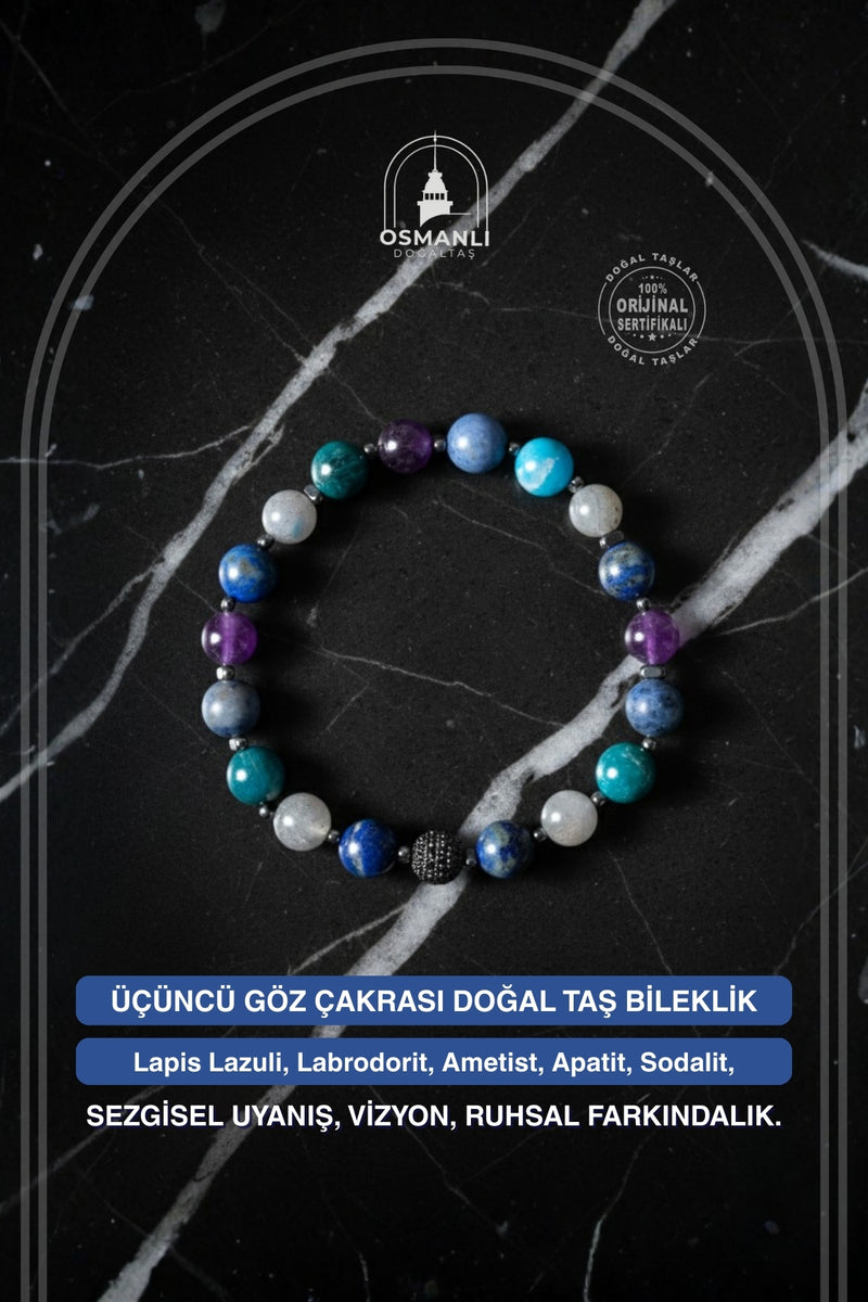 Sertifikalı Üçüncü Göz Çakrası Doğal Taş Bileklik