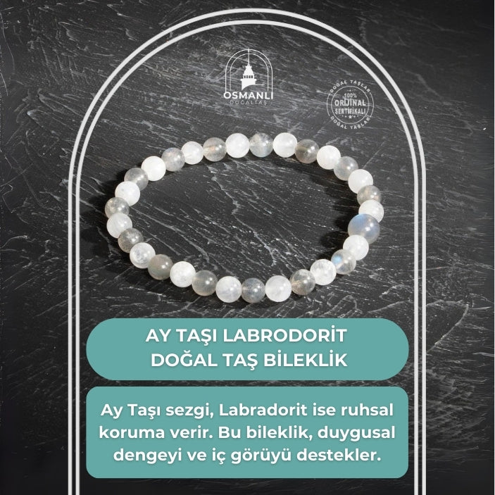 Sertifikalı Orijinal Ay Taşı Labrodorit Doğal Taş Bileklik