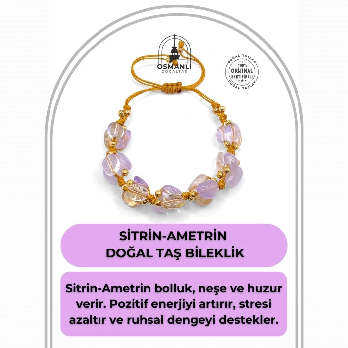 Sitrin-Ametrin Doğal Taş Merdiven Kapama Naturel Kesim Bileklik