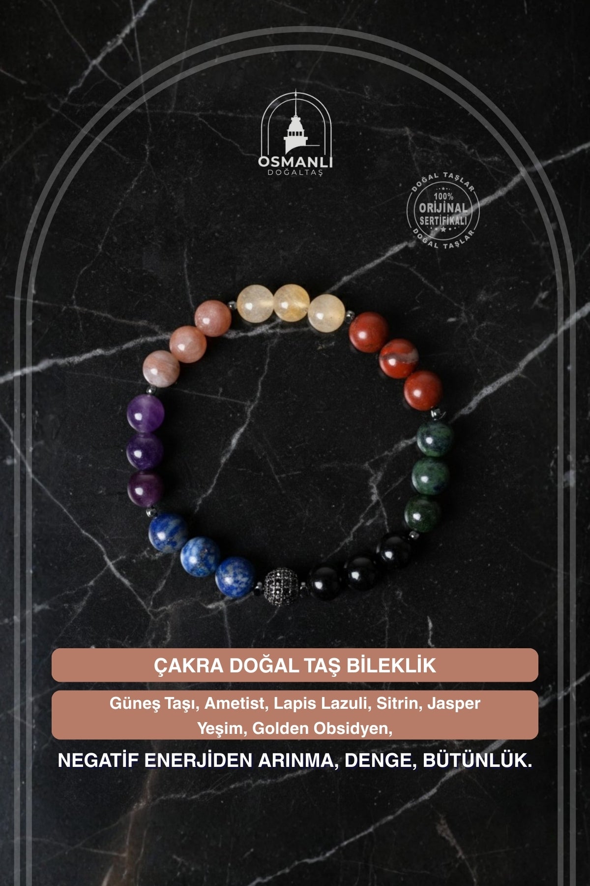 Sertifikalı Çakra Doğal Taş Bileklik