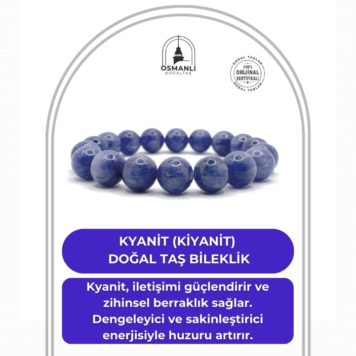 Sertifikalı Hakiki Kyanit (kiyanit) Doğal Taş Bileklik 1.Kalite