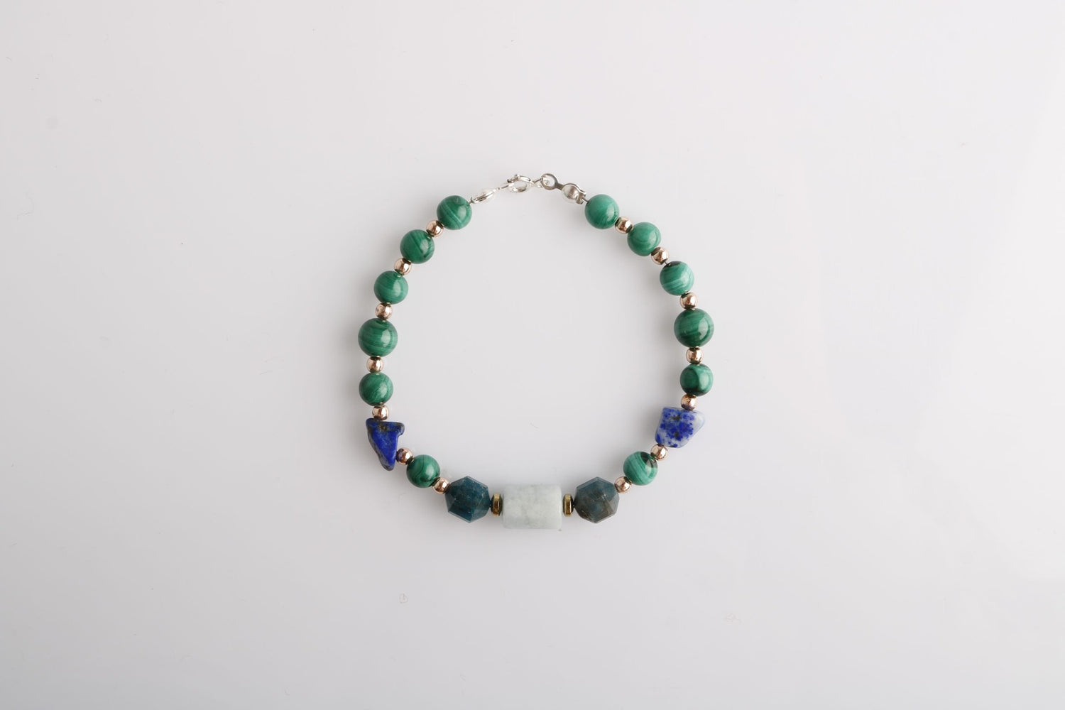 Hazel, Malahit-Lapis-Apatit-Akuamarin Doğal Taş Bileklik