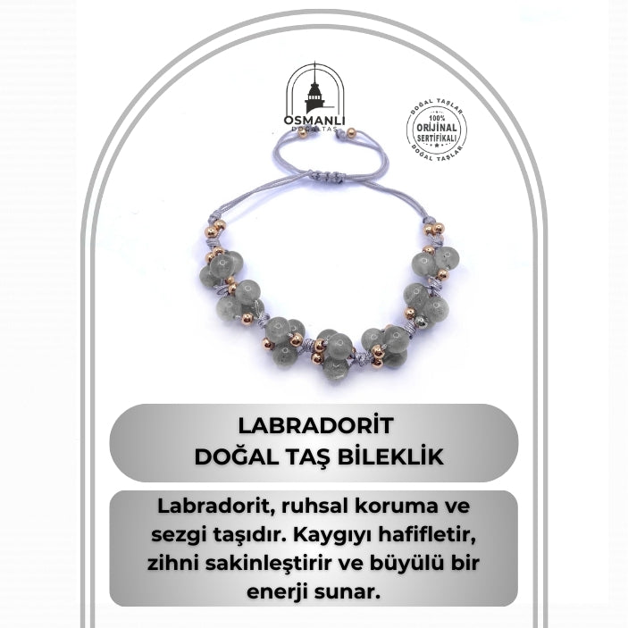 Labradorit Doğal Taş Merdiven Kapama İpli Her Bileğe Uygun Bileklik