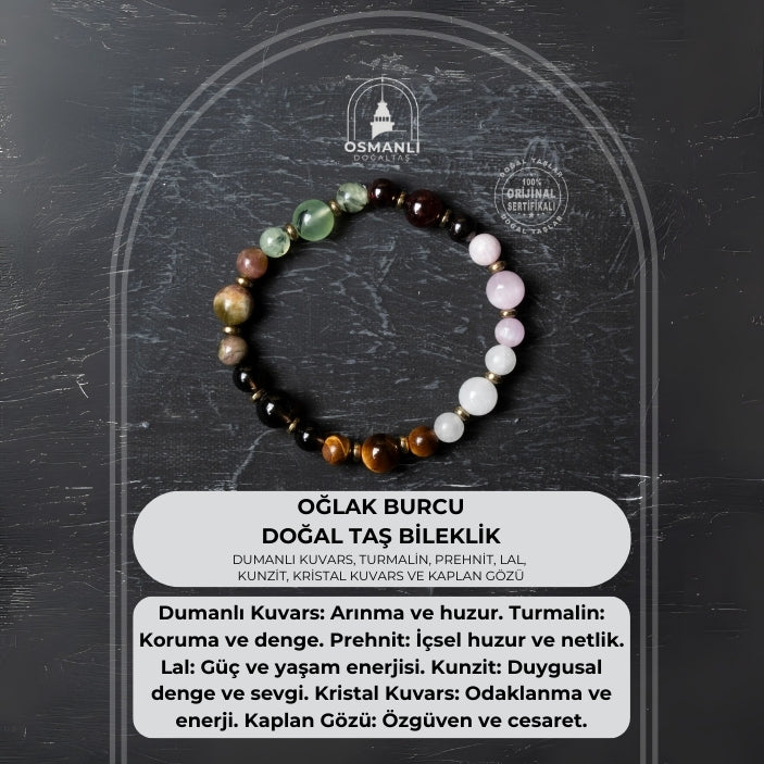 Osmanlı Doğal Taş Sertifikalı Oğlak Burcu Doğal Taş Bileklik