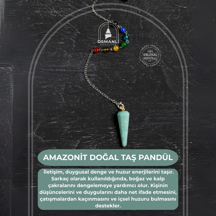 Osmanlı Doğal Taş Sertifikalı Amazonit Pandül