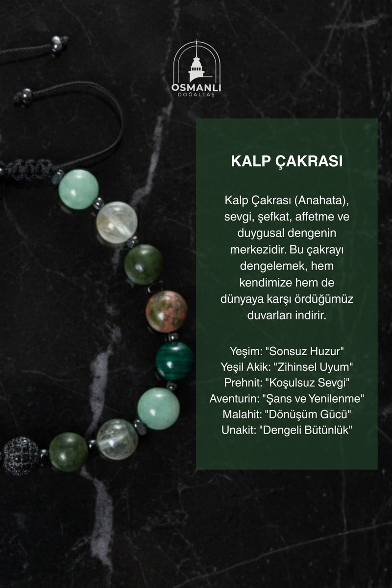 Sertifikalı Kalp Çakrası Doğal Taş Bileklik