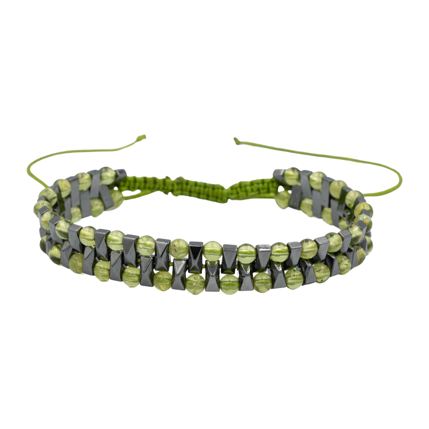 Zebercet-Hematit Doğal Taş Erkek Makrome Bileklik