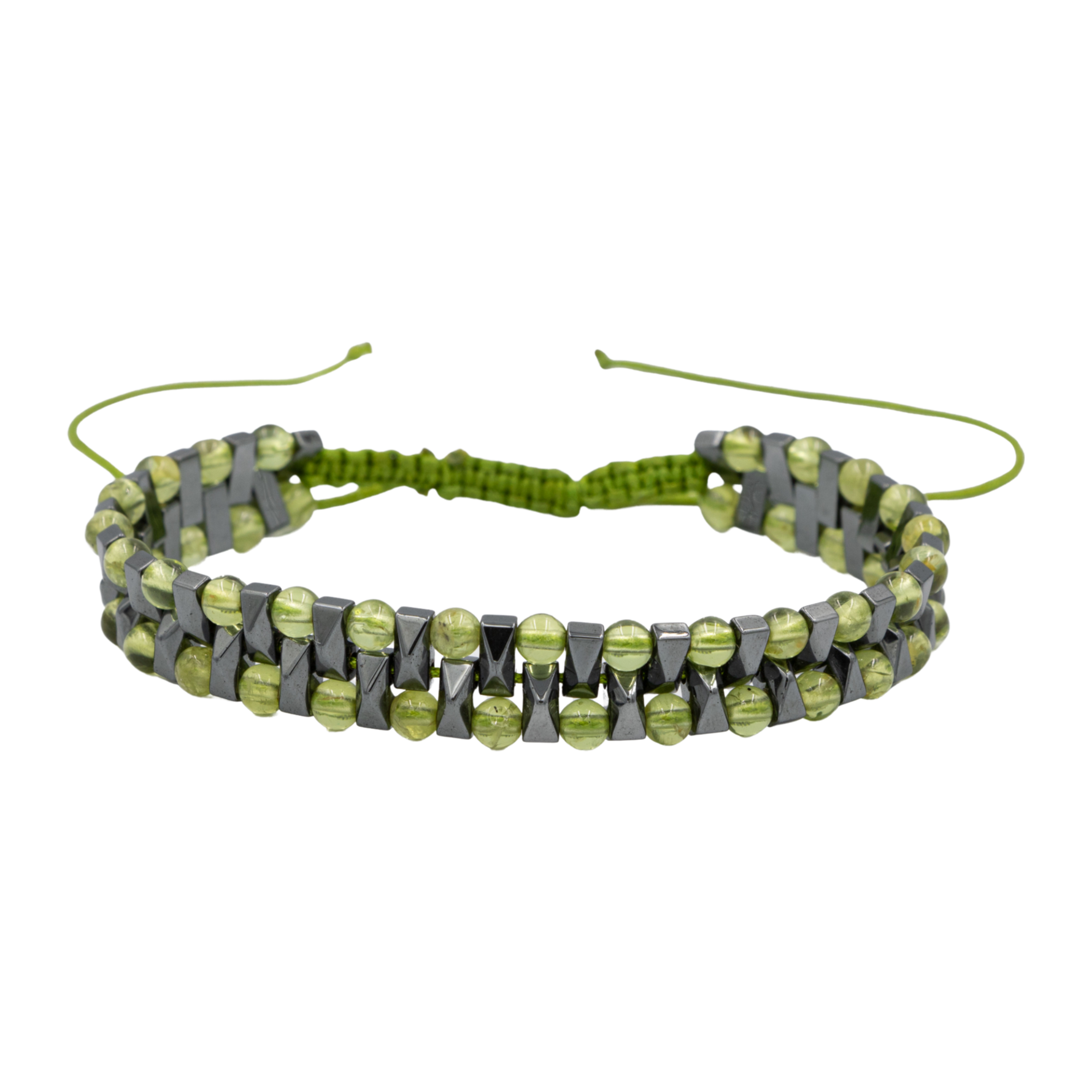 Zebercet-Hematit Doğal Taş Erkek Makrome Bileklik