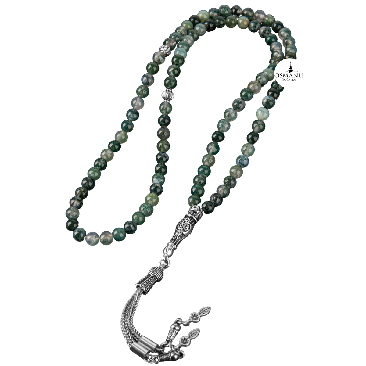 Yosunlu Akik Doğal Taş Tesbih 99luk - 6mm