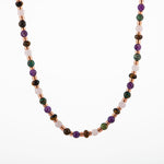 Hematit-Pembe Kuvars-Krizokol-Ametist-Kaplan Gözü Doğal Taş Kolye