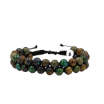 Azurit Malakit 6mm Çift Sıra Makrome Doğal Taş Bileklik
