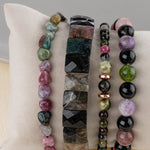 Renkli Turmalin Doğal Taş Kadın Bileklik Seti