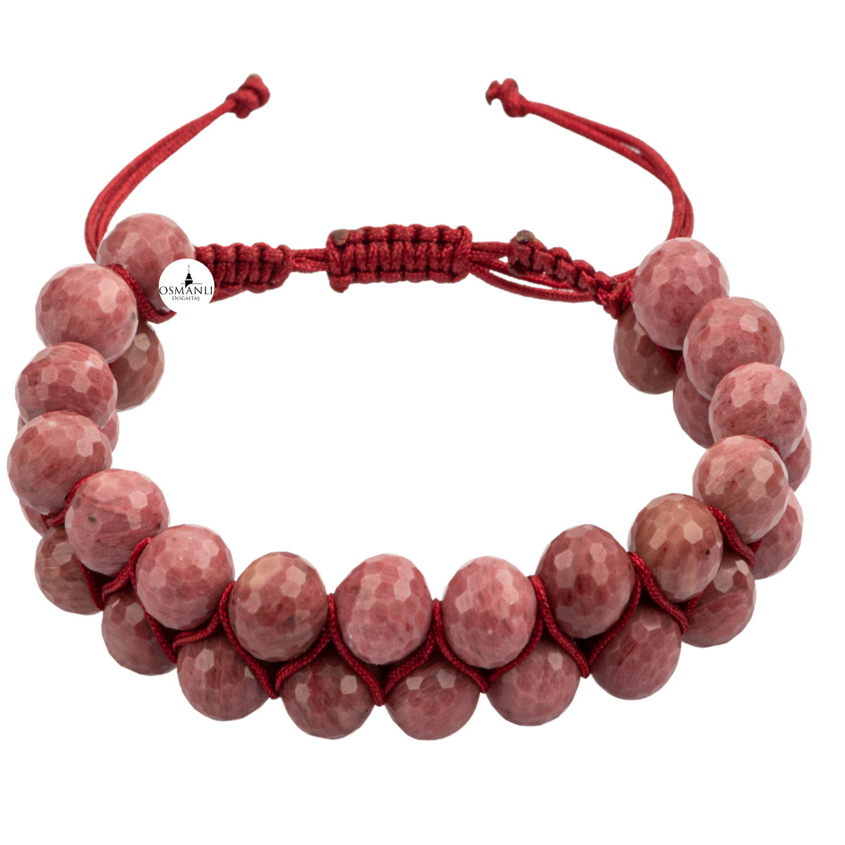Pembe Jasper 8mm Çift Sıra Makrome Doğal Taş Bileklik