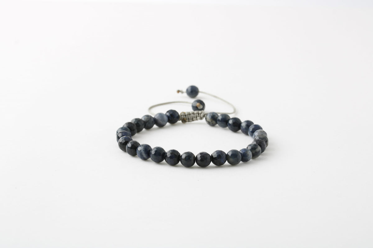 Dumortierit 6mm Merdiven Kapama Doğal Taş Bileklik