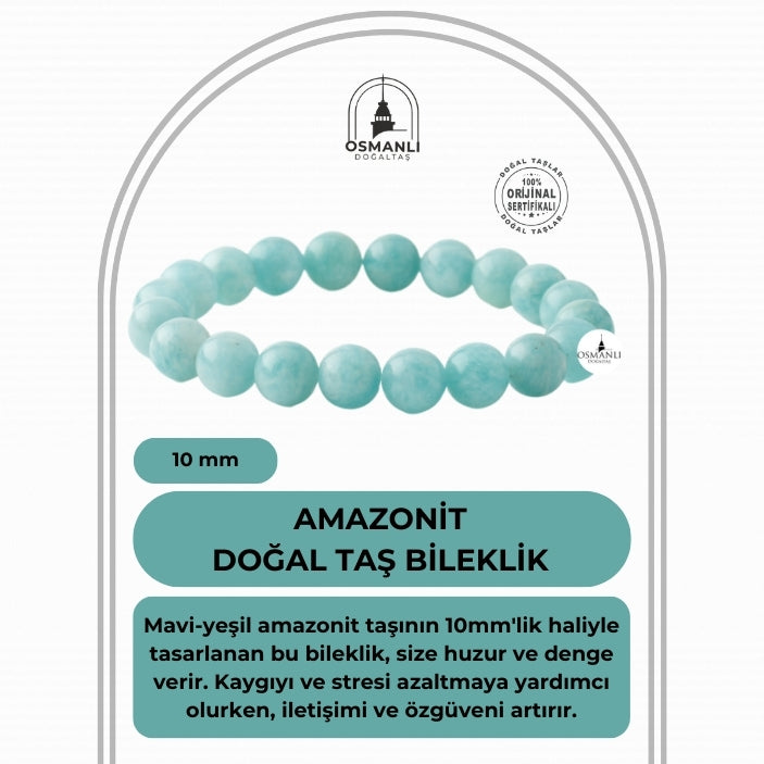 Amazonit 10mm Doğal Taş Bileklik