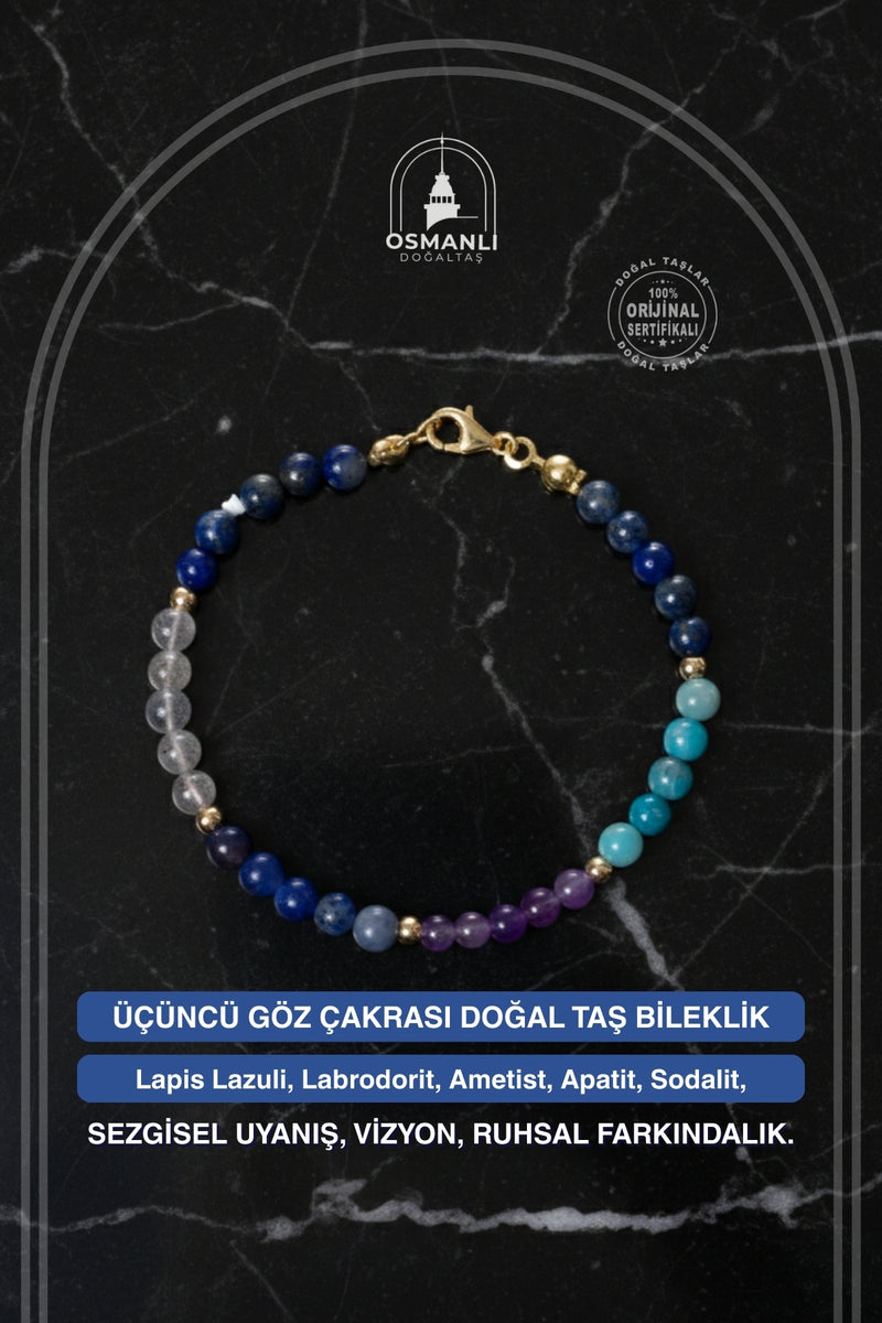 Sertifikalı Üçüncü Göz Çakrası Doğal Taş Bileklik